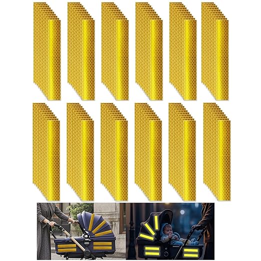 Yellow Reflective Stickers 1 inch X 6 inch, Outdoor Waterproof High Visibility Warning Safety Adhesive Reflector Tape (120 Pcs)