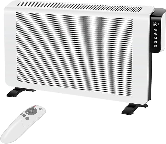 Convection Space Heaters for Indoor Use Large Room, 1500W Infrared Bathroom Heater with Remote, IPX4, 24Hrs Timer, Stand & Wall Panel Heater with Adjustable Thermostat for Office Bedroom Use