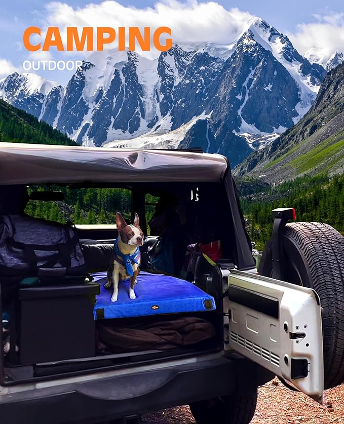 3 Inch Memory Foam Camping Mattress, Dual Layer Thick Sleeping Camp Pad for Car Tent Cot, Roll-Up Portable Glamping Floor Bed for Guests Sleepover