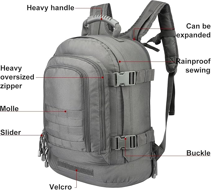 HYKING Large Tactical Expandable Backpack 39L-64L Military Bug Out Bag With Waist Strap