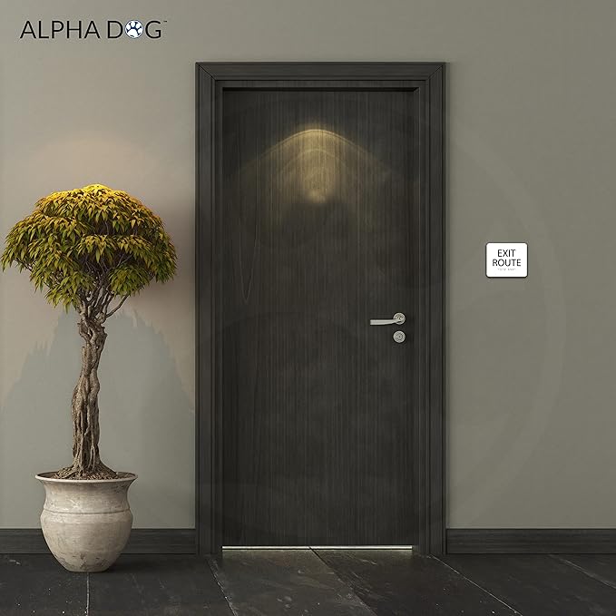 ALPHA DOG ADA SIGNS - Exit Route Sign with Braille for Your Business, 5x6 Inch, ADA Compliant, Indoor or Outdoor, Easy Installation, Made in the USA, White
