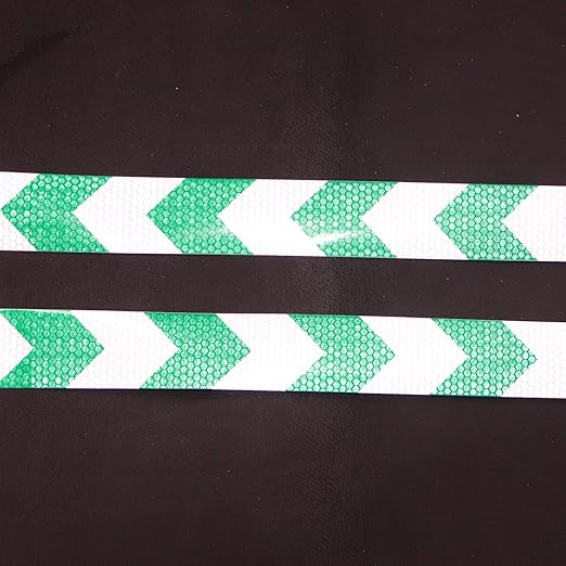 Reflective Tape Green and White 2 Inch x 168 Feet, Outdoor Waterproof Warning Reflector, Night Safety Stickers for Bicycles