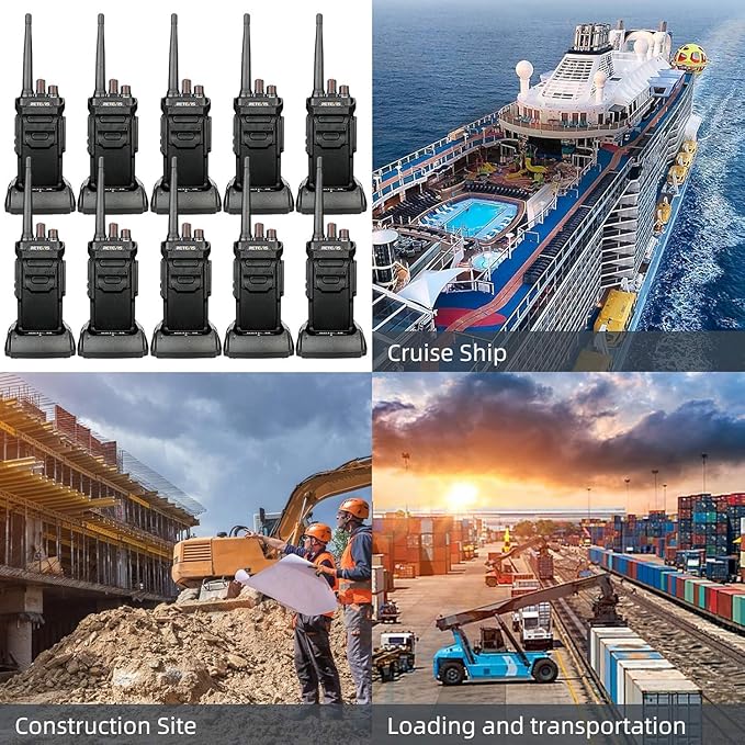 Retevis RT48 Waterproof Walkie Talkies with Earpiece,Professional/Business 2 Way Radio,Heavy Duty Two Way Radio,Six-Way Charger,IP67,VOX,SOS Alarm,1200mAh,for Outdoor Restaurant Hotel School(6 Pack)