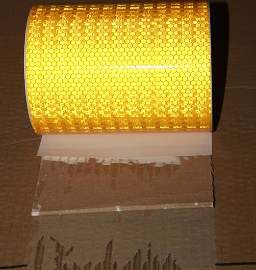 Industrial Reflective Tape Yellow 8 inch for Bikes, Outdoor Waterproof High Visibility Safety Warning Adhesive Stickers Strips (66 feet)