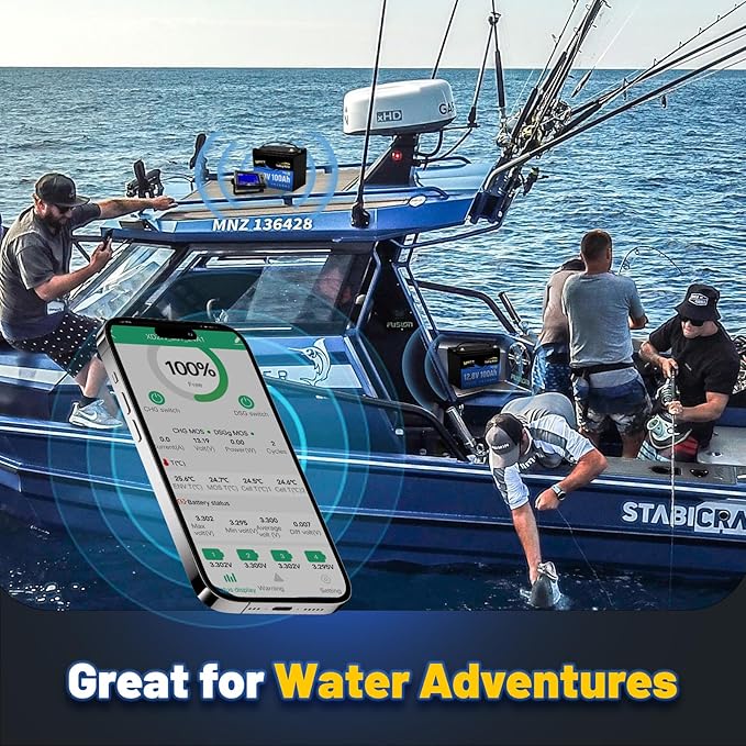 Wattcycle 12V 100Ah LiFePO4 Battery 3 Pack, Lithium Battery 12V 120A BMS, IP67 Marine Batteries for Trolling Motor, Built-in Bluetooth, Monitor, Mobile APP, Perfect for RV, Marine, Home Energy, Solar