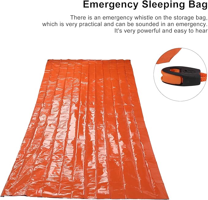 Emergency Warm Sleeping Bag,Portable Waterproof Thermal Bivy Sacks,Emergency Sleeping Bags PE Aluminum Film Orange Survival Sack Simple Thermal Blanket for Camping Hiking