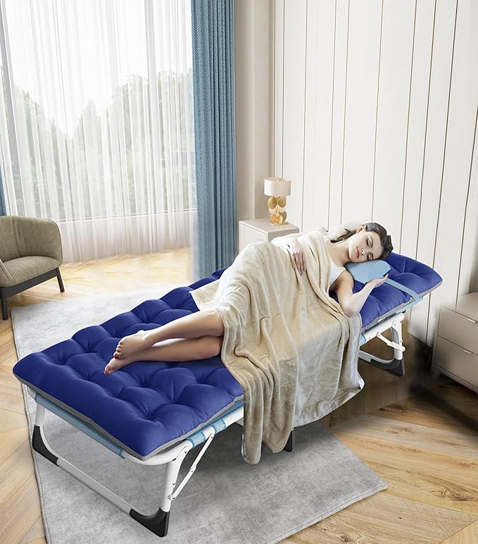 ABORON Heavy-Duty Folding Guest Bed for Adults, 500lb Capacity, Portable Extra Cot with 1202D Double Layer, Ideal for Indoor Guest Stays & Temporary Home Use