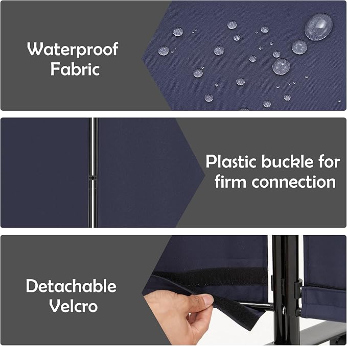 Spurgehom 3 Panel Rolling Room Divider, Folding Partition Privacy Screens, Freestanding Fabric Room Panel, Portable Folding Wall Divider for Office, Room, Restaurant, Hospital (Blue)