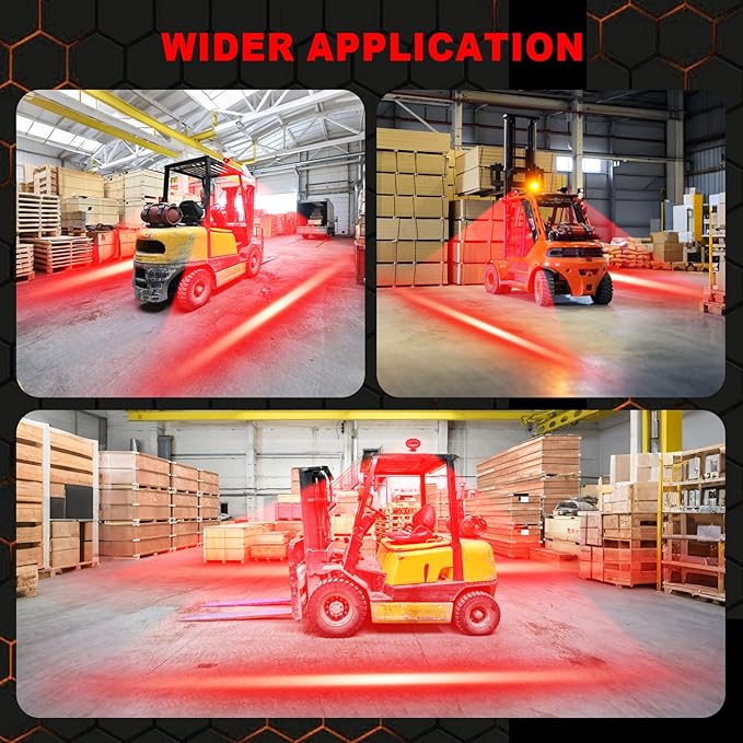 eTzone LED Forklift Safety Light Red 2 Pack, Straight Line Warning Zone Forklift Warning Light for Warehouse Pedestrian & Industrial Use, 30W DC 10-80V