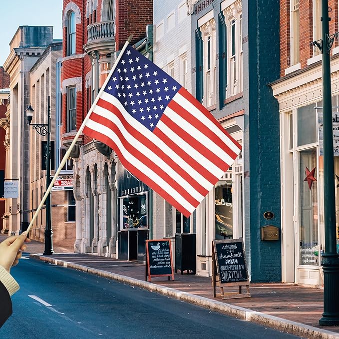 24 Pack 12x18 Inch Handheld American Flags on Stick - Patriotic American Flags for Outside, USA Stick Flag Perfect for Independence Day, Memorial Day, 4th of July Decorations (24)