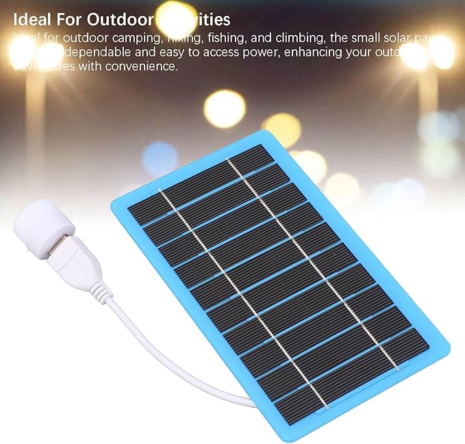 SIXRUN 5W Portable Solar Panel USB Solar Charger Foldable Charger with USB Light for Outdoor Camping Hiking Emergency Phone Charging