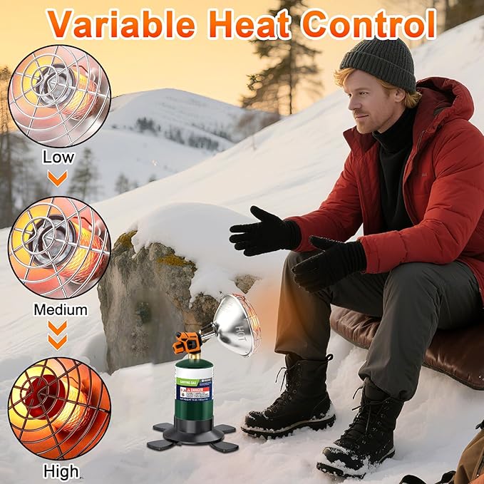 Propane heater, 9200 BTU Portable Propane Heater with Foldable Gas Cylinder Stand for Camping, Tent, Hiking, Ice Fishing, and Hunting(Fuel Cylinder Not Included)