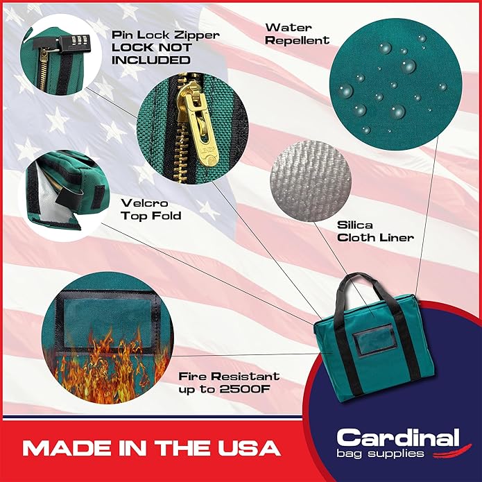 Fire Resistant and Water Repellent Briefcase Document Bag 14 x 11 x 3 Inch