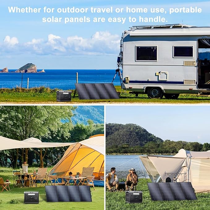 400 Watt Portable Solar Panel 18V, Foldable Solar Panel Design (27.5lbs), 23.4% High-Efficiency Monocrystalline for Portable Power Station, Foldable & Durable, for RV, Camping, Home Backup