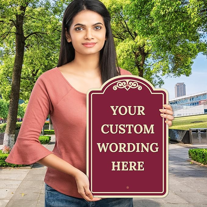 Custom Indoor/Outdoor Decorative Sign,Custom Personalized Ivory Border Sign, 12x18 Inches, ACM, Fade Resistant, Made in USA