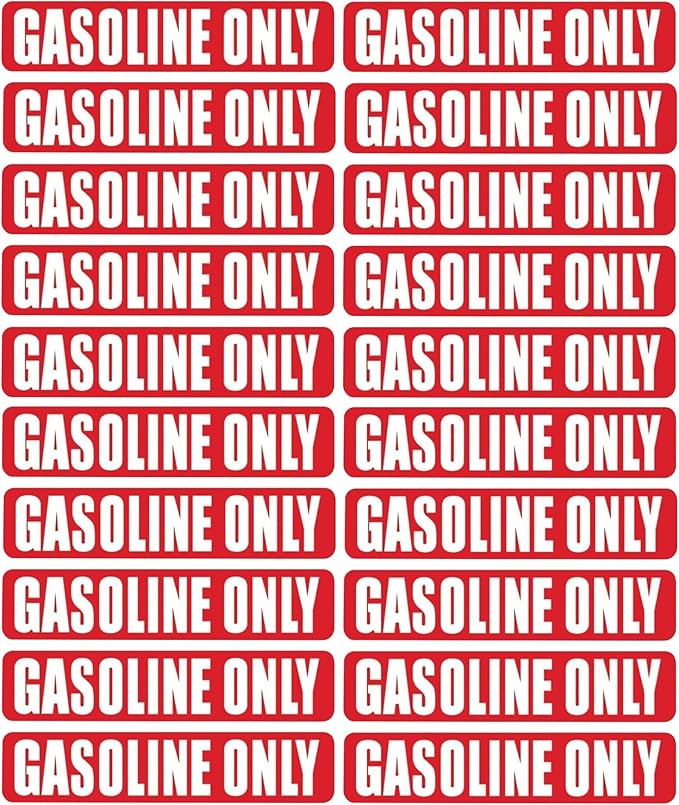 20 Pcs Gasoline Only Stickers for Fuel Tank Oil Can Truck Tractor Gas Cap Weatherproof Adhesive Decals