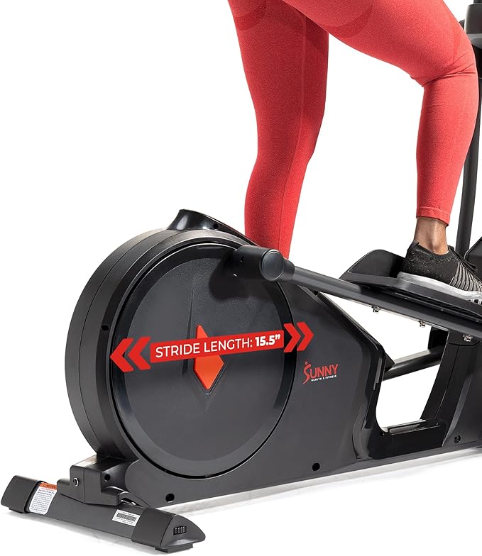 Sunny Health & Fitness Elliptical Cross Trainer Exercise Machine, Cardio Equipment for Home Gym with Pulse Sensor Grips, 24 Pre-Built Workouts, 16 Resistance Level Max 330Lbs, SunnyFit App Optional