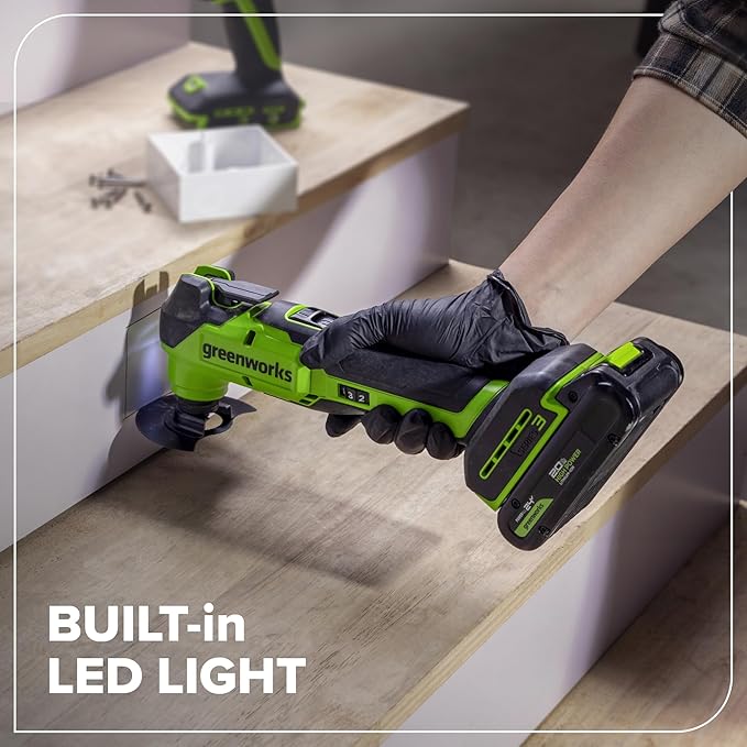 Greenworks 24V Brushless 10PC Power Tool Combo, Drill+Impact Driver+Circular Saw+Recip Saw+Jig Saw+Sander+Light+Multi-Tool+Nailer+Grinder (2) 4.0Ah+2.0Ah Batteries (24,000mAh Power Bank) USB-C Charger