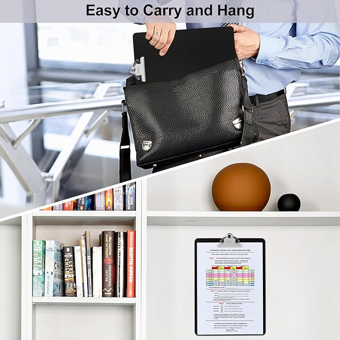 ZCZN Metal Clipboard, 4 Pack Heavy Duty Aluminum Clipboards 12 x 9 Inches, A4 Letter Sizer Document Holder with High Capacity Clip, Suitable for School, Office, Jobsite or Medical Staff, Black