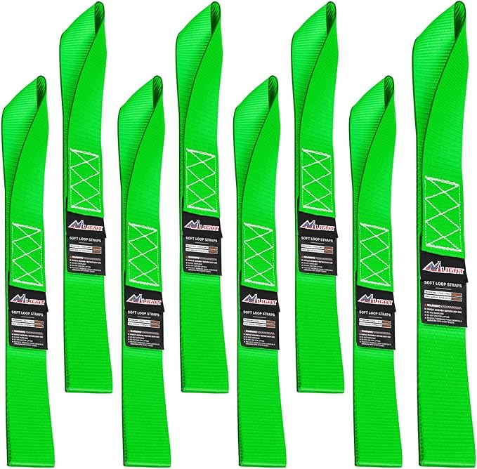 Nilight Soft Loop 1.7”×17" Motorcycle Tie Down Straps Heavy Duty 12000Lbs Max Break Strength for Securing ATV UTV Kayak Moving Cargo (8PK-Green)
