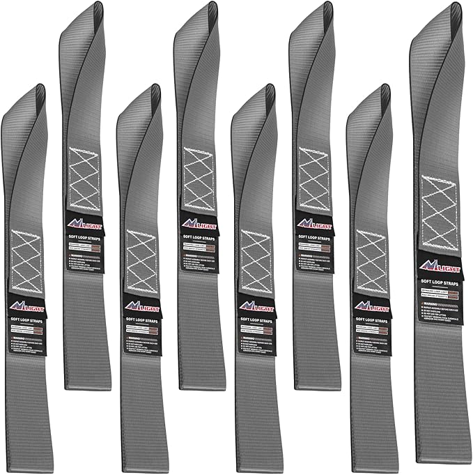 Nilight Soft Loop 1.7”×17" Motorcycle Tie Down Straps Heavy Duty 12000Lbs Max Break Strength for Securing ATV UTV Kayak Moving Cargo (8PK-Grey)