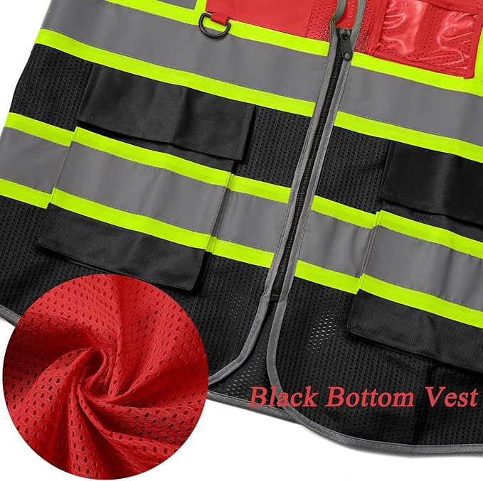 BeautyWill 10 Pack Custom Logo Safety Vest ANSI Class 2 High Visibility Reflective Vest Personalized Construction Vest Bulk