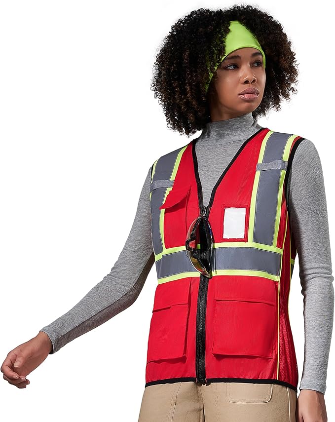 AYKRM Custom Logo Personalised Printed High Visibility Reflective 2 two tone work construction Safety Vest