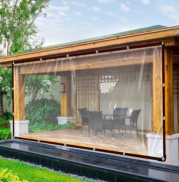 Clear Tarps Heavy Duty Waterproof, 5x7 FT - Vinyl Plastic Greenhouse Sheeting with Grommets Rope - Transparent Poly Tarpaulin for Garden Rainproof Plant Cover Chicken Coop Camping