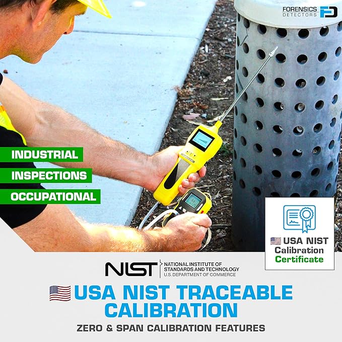 FORENSICS DETECTORS FD H2S Monitor + Pump with Probe by Forensics | USA NIST Calibrated | Water & Dust Proof | 0-100ppm H2S |