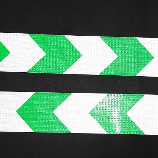 Reflective Tape Green and White 4 Inch x 68 Feet, Outdoor Waterproof High Visibility Stickers, High Intensity Safety Strips