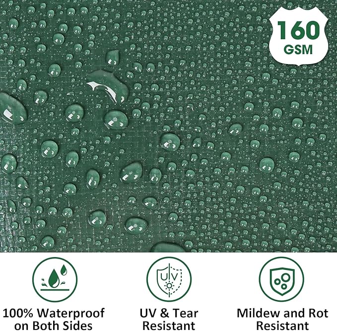Heavy Duty Double-Sided Waterproof Poly Tarp 20x30 Feet 8mil Thick Polyethylene Tarps, Perfect for Outdoor Use, Plastic Cover & Mat for Tent Camping Storage Boat Bikes Vehicles