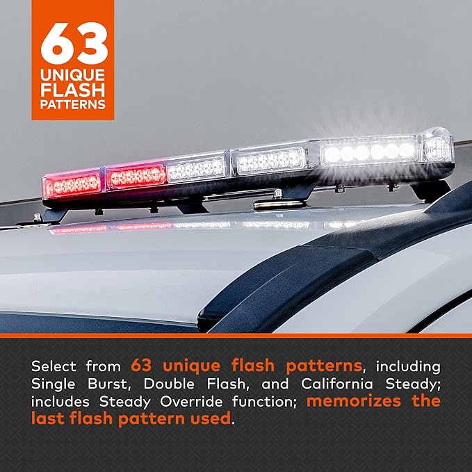 NanoFlare NFMB80 26" 12V 80W Blue LED Strobe Mini Light Bar [SAE Class 1] [Magnet/Permanent Mount] Roof top Rotating Safety Flashing Emergency Warning Beacon Lightbar for Firefighter