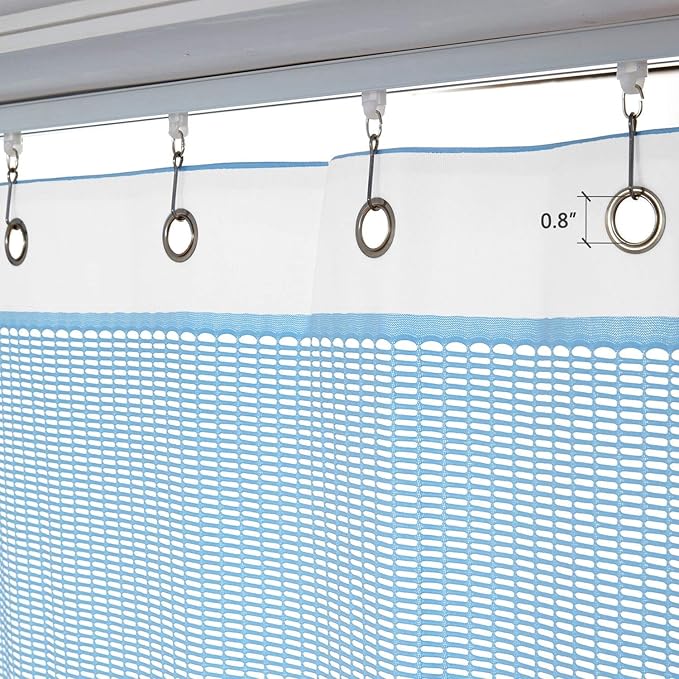 Macochico Extra Wide Medical Curtains Screen Nickel Grommet Blue Hospital Medical Clinic Spa Lab Cubicle Curtain Divider Privacy Screen, 15ft Wide x 7ft Tall (1 Panel)