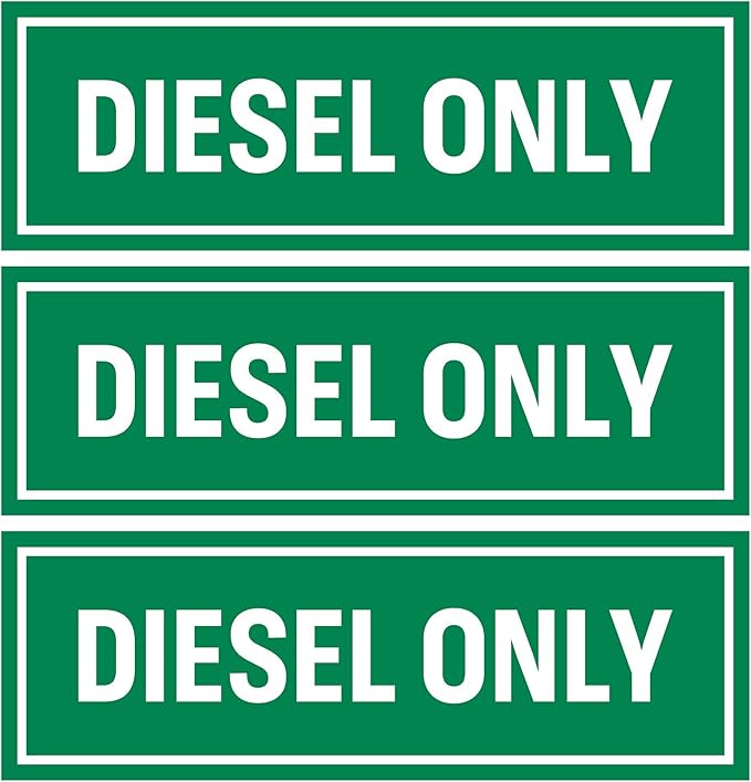 Sutter Signs 3pc Diesel Only Stickers for Fuel Tank | Weatherproof Adhesive Decals for Trucks, Tractors, Fuel Cans, Gas Caps
