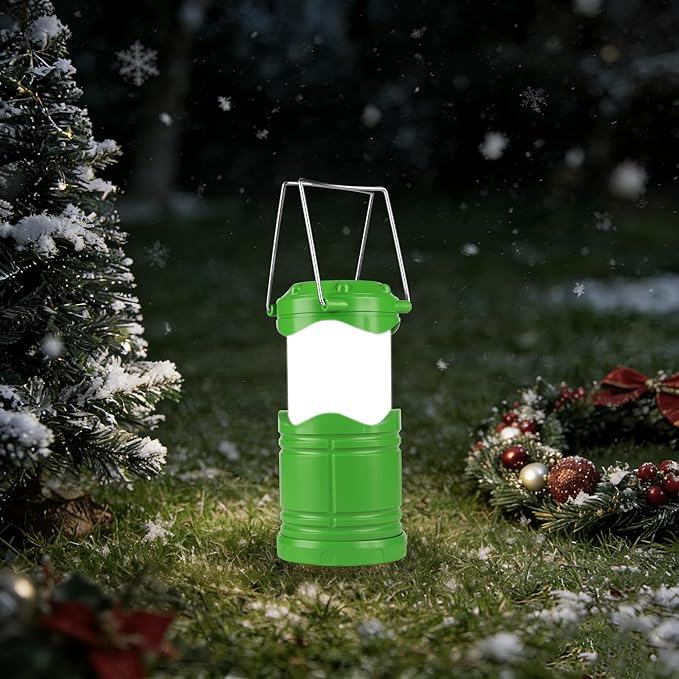 Lichamp LED Camping Lantern, 4 Pack Battery Powered Flashlight for Power Outages, Portable Collapsible Hanging Light Essential for Home, Outdoor, Emergency Lamp Survival Kit Gear for Hurricane, Green