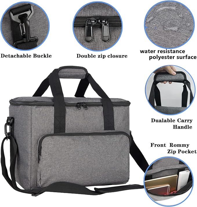 Portable Power Station Storage Bag, Travel Carrying Case for Jackery 1000, ECOFLOW River Max, Bluetti EB70S, GRECELL T1000, Gray