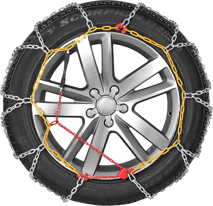 Snow Chains, Thickened and Wear-Resistant High Carbon Steel Anti Slip Tire Chain for Light Truck, Pickups, and SUVs, Set of 2 (4WD-110)