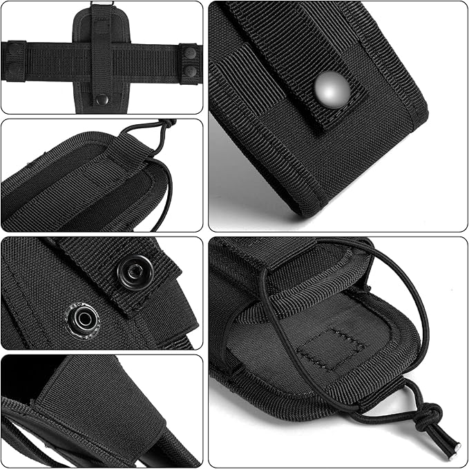 Tactical Radio Holder Radio Holster Molle Radio Pouch Universal Radio Case Military Heavy Duty Radio Bag for Police Firefighter Two Ways Walkie Talkies Vest (Black-small-2 pack)
