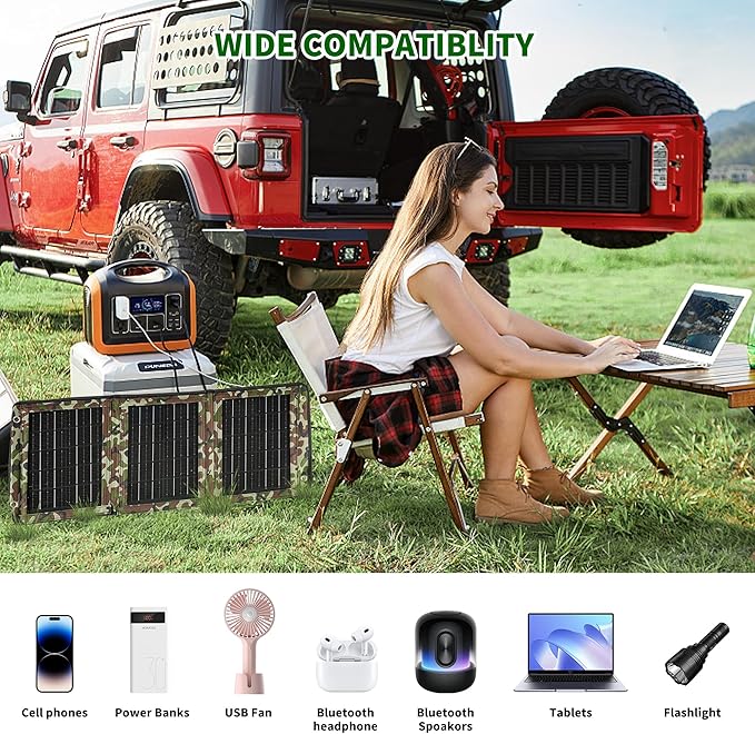 Portable Solar Panel,USB Ports 28W Power Generation Charger for Phone Camping,Hiking, Backpacking,Emergency Solar Charger Folding Waterproof Solar Panels with Carabiners (3-Panel)