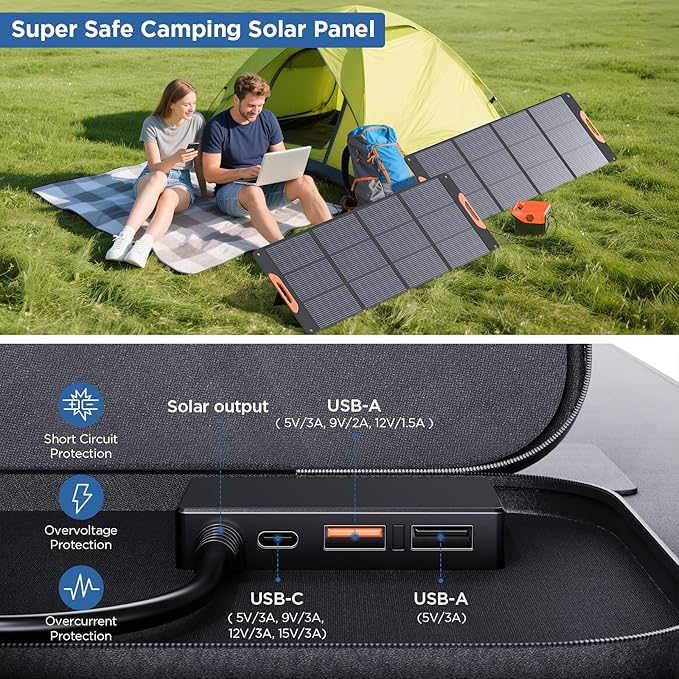 320 Watt N-Type 16BB Portable Solar Panel with Bypass Diodes, RV Essentials,2PCS 160W 20V Foldable Solar Charger for Power Station,25% High Efficiency IP67 Waterproof 3 Kickstands for RV Camping