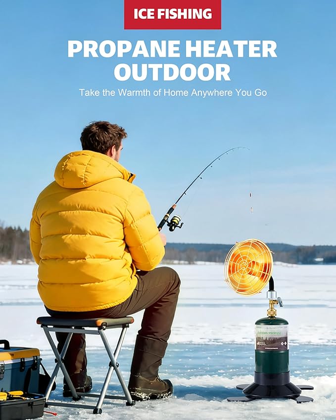 Ravs Portable Propane Heater for Camping, 6500BTU Outdoor Tent Heater with Foldable Tank Holder and Control Valve, Golf Cart Heater for Hiking, Ice Fishing, Hunting, Backyard, Fuel not Included