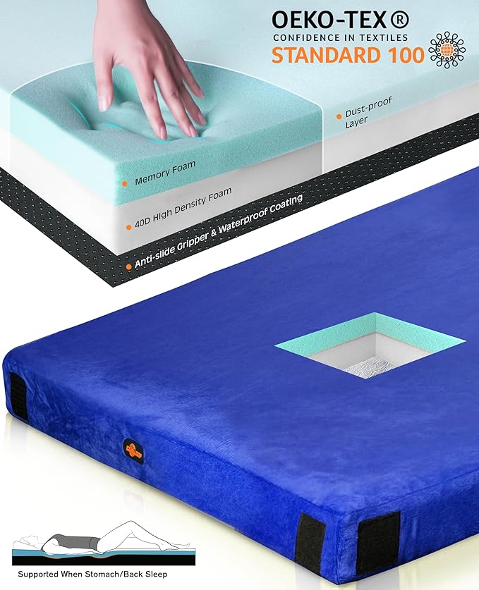 3 Inch Memory Foam Camping Mattress, Dual Layer Thick Sleeping Camp Pad for Car Tent Cot, Roll-Up Portable Glamping Floor Bed for Guests Sleepover