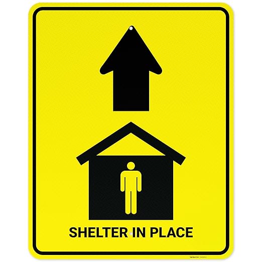Shelter in Place with Up Arrow Sign, 24x30 Inches, 3M EGP Reflective .080 Aluminum, Fade Resistant, Made in USA by Sigo Signs