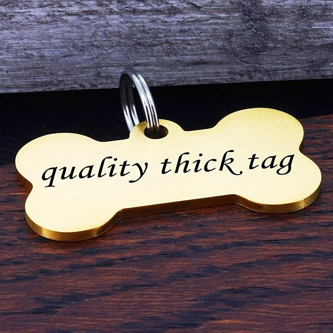 Ultra Joys Personalized Dog Tags for Pets - Durable Stainless Steel Customizable Dog Cat ID Tags - Dog Tags for Safety Optional Engraved on Both Sides -Birth Flower Dog Tag Small, Gold