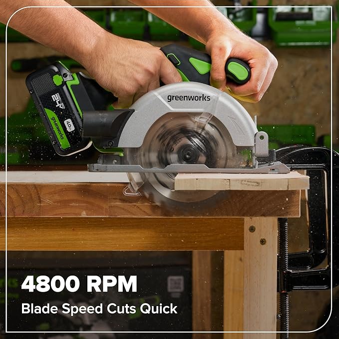 GREENWORKS 24V (6-TOOL) Combo (Drill, Impact Driver, Circular Saw, Reciprocating Saw, Multi-Tool, Flashlight), 4.0Ah + 2.0Ah (24,000mAh Power Bank) Batteries, (2) Cables, 65W Rapid Charger