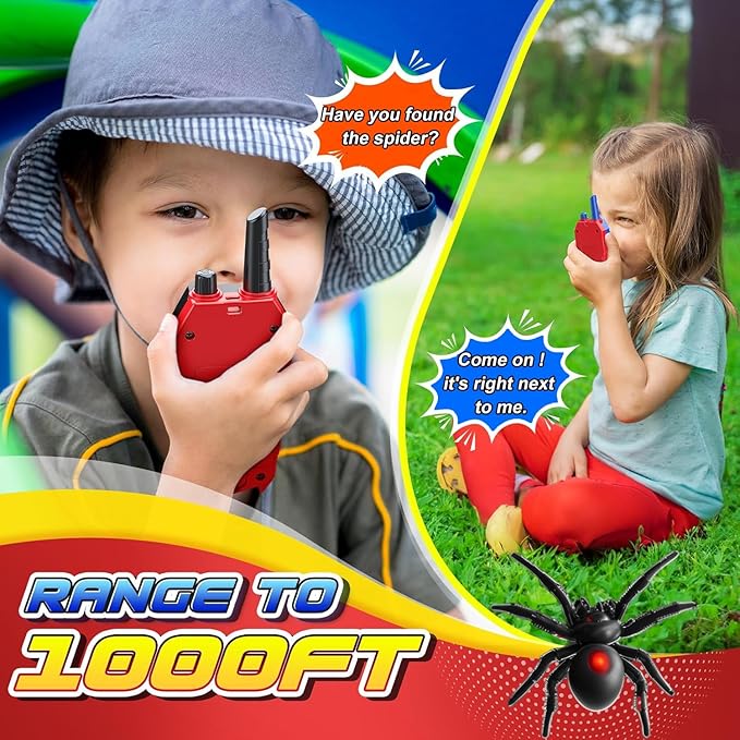 Walkie Talkies for Kids Long Range, Kids Walkie Talkies 3 Pack, Spider Toys for Boys 3-4 4-6 6-8 Outdoor Camping 2 Way Radio Toy, Birthday Toys for Ages 3-4 5-7 8-13 (3PCS)