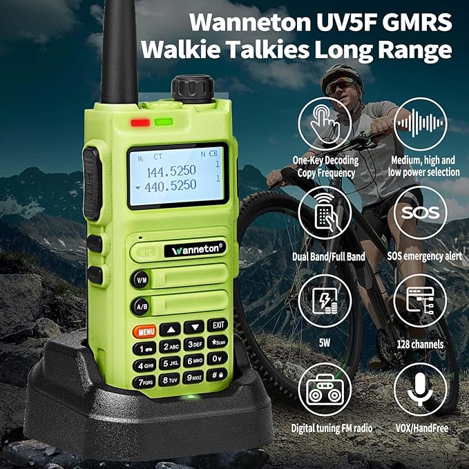 UV5F ham Radio Handheld Dual Band Two Way Radio Rechargeable Walkie Talkies with One-Key decoding Copy Frequency and Super Bright Flashlight and Large Battery 1 Pack