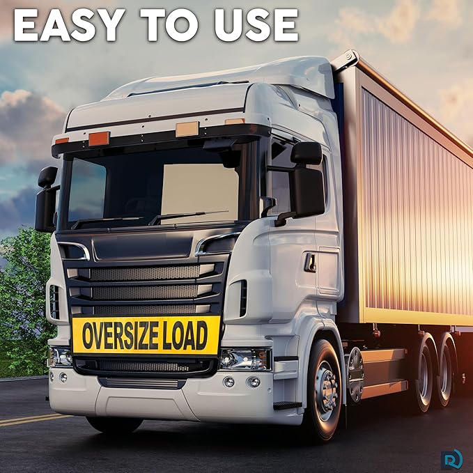 Oversize Load Signs for Trucks 18" x 84", 2 Pack Mesh Nylon Sign with Bungee Cord Metal Hooks for Trailers, and Transport Equipment