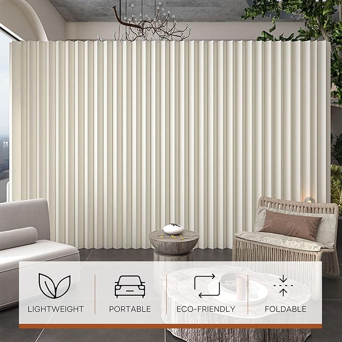 Paper Room Divider, Folding Privacy Screen Lightweight Stretchable Accordion Room Divider Wall, Portable Paper Wall Divide for Home, Office, Clothing Shop (White, L：79in x W: 17in x H：71in)