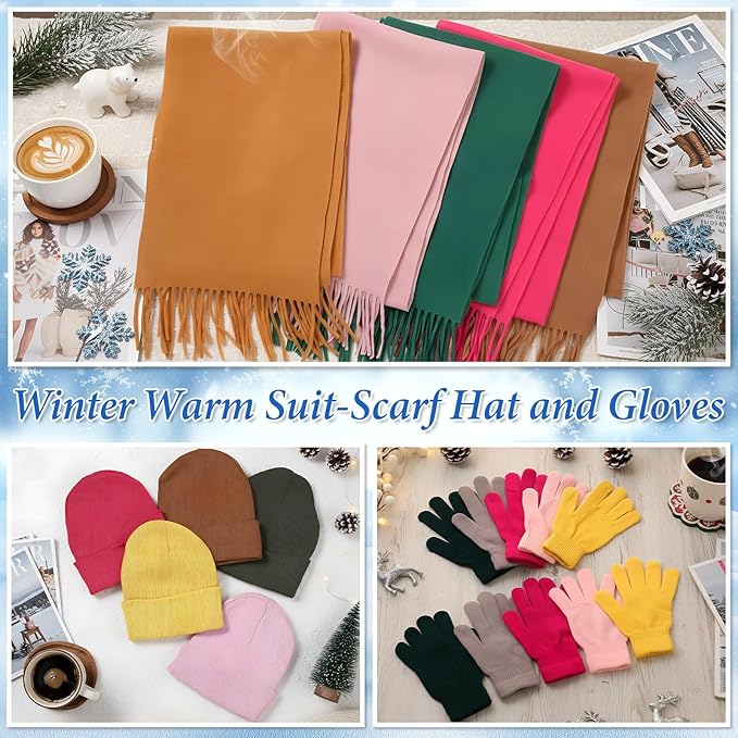 Unittype 300 Pcs Winter Homeless Care Supplies Bulk - Beanies Caps Gloves Scarves Set for Community Charity Church Donation